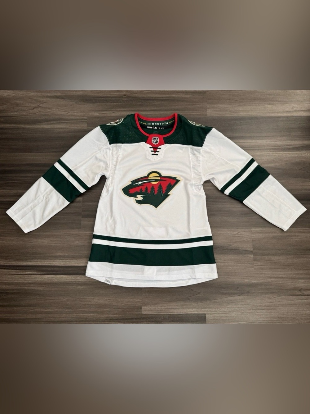Adidas Minnesota Wild Blank White Jersey Primegreen Aeroready Sz 44 S MSRP $230